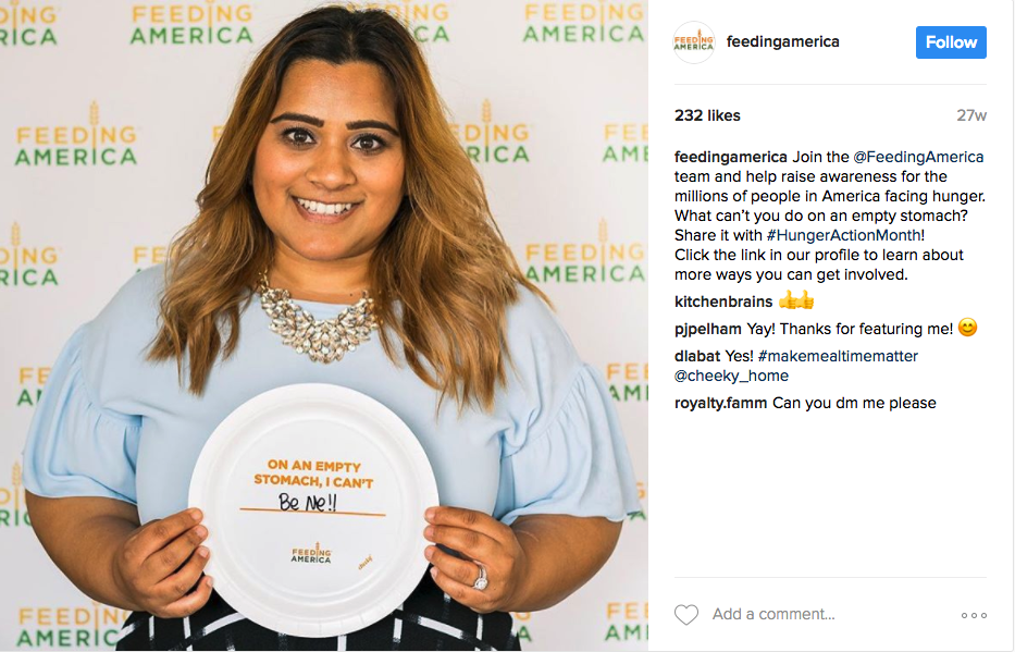 Example Instagram post from Feeding America