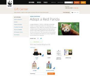 World Wildlife Fund adoption page