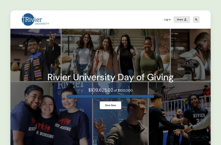 Rivier University Day of Giving landing page