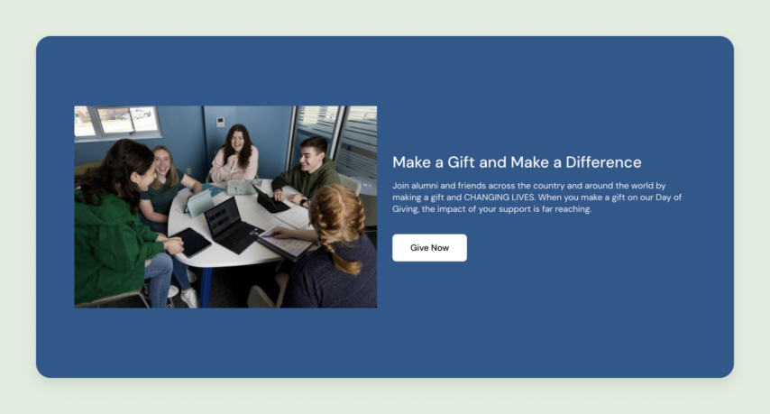 Rivier University Day of Giving landing page