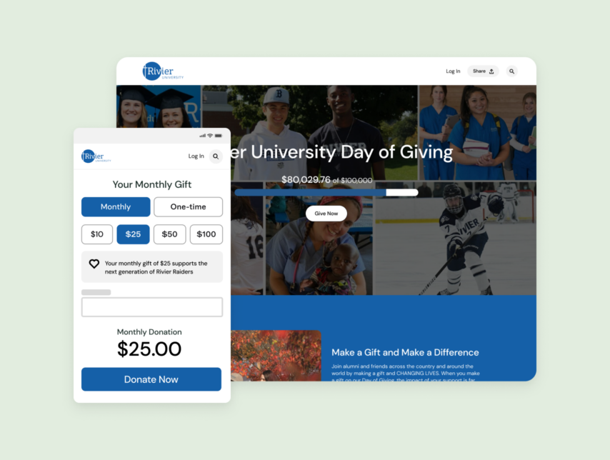 Rivier University Day of Giving landing page