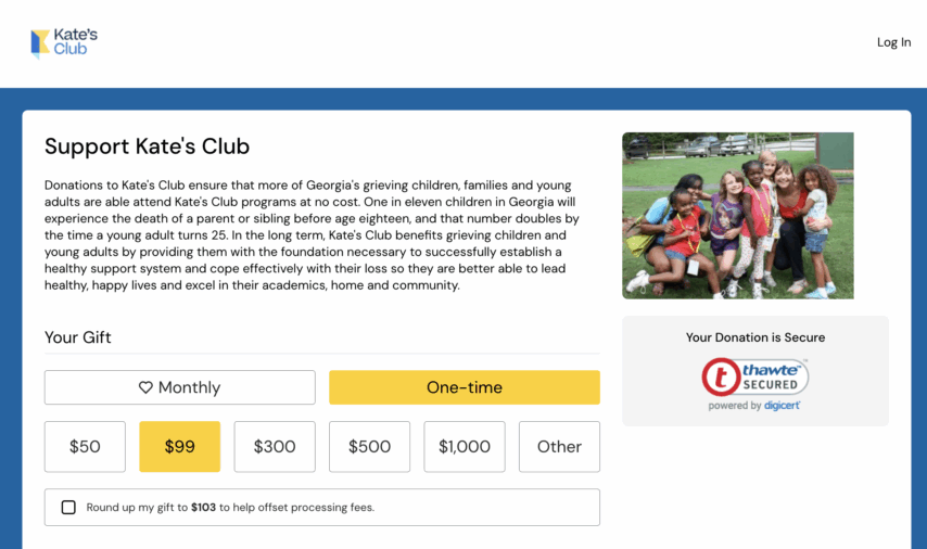 Kate's Club Donation Page