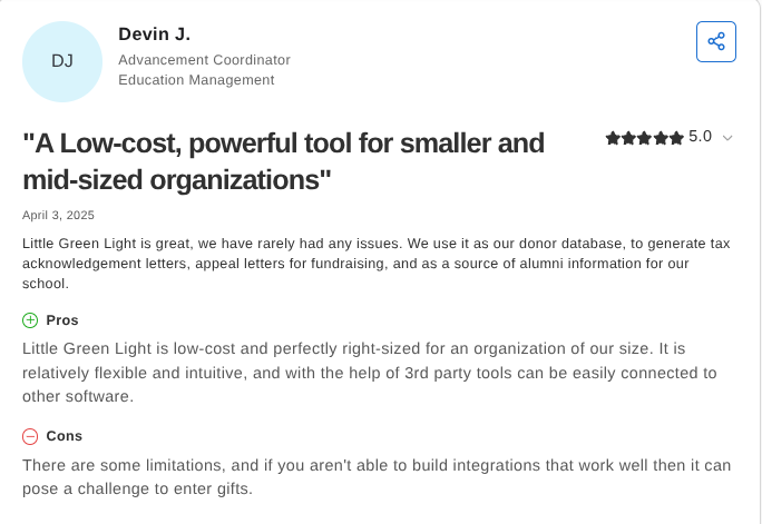 Devin J.'s Review